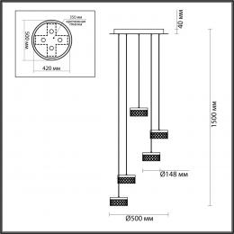 Odeon light 5032/30L L-VISION ODL24 447 античн.бронза/металл/акрил Люстра LED 30W 4000K 1958лм FIVRE  - 2 купить